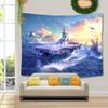 Aircraft Carrier Warship Tapestry World War II Military Theme Army Fan Tapestry Wall Mount for Bedroom Living Room Dorm Room 80X60 Inches GTQQUH31 view 3