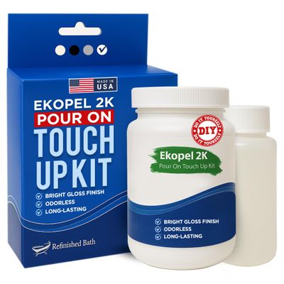 Ekopel Bathtub Refinishing Kit - Made in The USA - Odorless Tub and Tile Reglazing - Most Durable Never Peel Tub Paint Coating - Pour On Touch Up Size