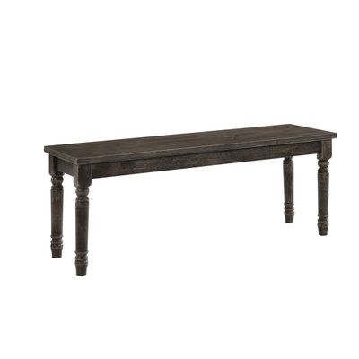 Benjara Transitional Style Rectangular Wooden Bench with Turned Legs, Brown