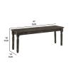 Benjara Transitional Style Rectangular Wooden Bench with Turned Legs, Brown view 2