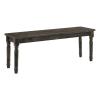 Benjara Transitional Style Rectangular Wooden Bench with Turned Legs, Brown view 4