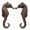 Nautical Tropical Set of 2 Seahorse Wall Sculptures Decor Marine Life Figures (Copper) view 1