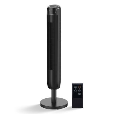 Senville 42" Oscillating Tower Fan for Bedroom, Remote, Bladeless, Quiet, 3 Modes, 7-Hour Timer, LED Display, Black