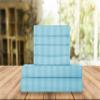 Elegant Comfort Luxury Soft Bed Sheets Dobby Stripe 1500 Premium Hotel Quality Microfiber Softness Wrinkle and Fade Resistant (6-Piece) Bedding Set, California King, Aqua Blue view 1