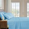 Elegant Comfort Luxury Soft Bed Sheets Dobby Stripe 1500 Premium Hotel Quality Microfiber Softness Wrinkle and Fade Resistant (6-Piece) Bedding Set, California King, Aqua Blue view 2