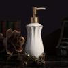 Ceramic Lotion Soap Dispenser with Pump for Bathroom and Kitchen Office, /Modern White Outline in Gold Base Pattern/Decorative Liquid Bottle view 1