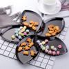 QIBORUN 5 Sets Stainless Steel Trinket Tray,Bathroom Sink Vanity Trays Towel Storage Dish Plate Tea Fruit Trays Cosmetics Jewelry Plate Jewelry Organizer Flower Pattern-Black view 3