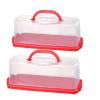 2 Pack Plastic Rectangular Loaf Cake Storage Container,Bread Keeper for Carrying and Storing Banana Bread,Pumpkin Bread (Red) view 1