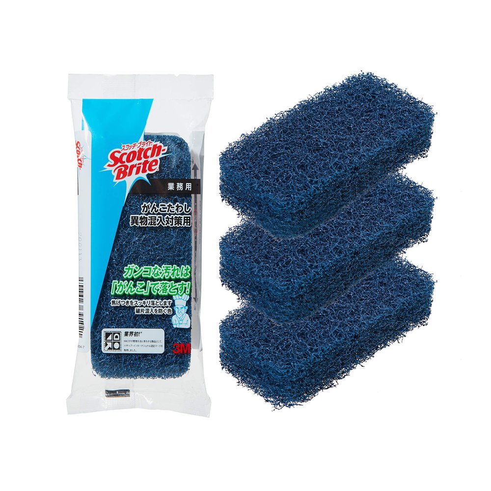 3M Scotch-Brite Ganko BLU 3P Scrubbing Sponge, Commercial Use, Boget Remover, 3 Pieces