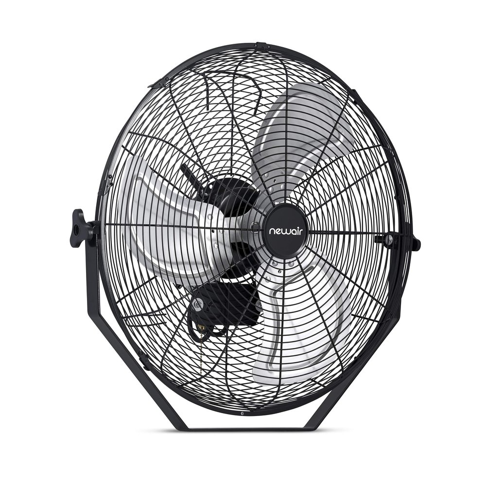 NewAir 20" High Velocity Wall Mount Fan, Heavy Duty Waterproof Outdoor Fan, Adjustable Tilt and 3 Speeds up to 4650 CFM, Pull Chain Switch | Wall Fan or Garage Fan for Indoor, Patio, Gym or Porch