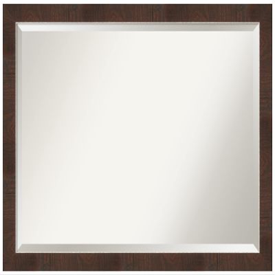 Amanti Art Brown Bathroom Mirror for Over Sink, 27x39 Wildwood Brown Narrow Rectangle Vanity Mirror, Large Country Rustic Frame, Hangs Horizonally and Vertically, Bathroom Wall Decor, Beveled Edge