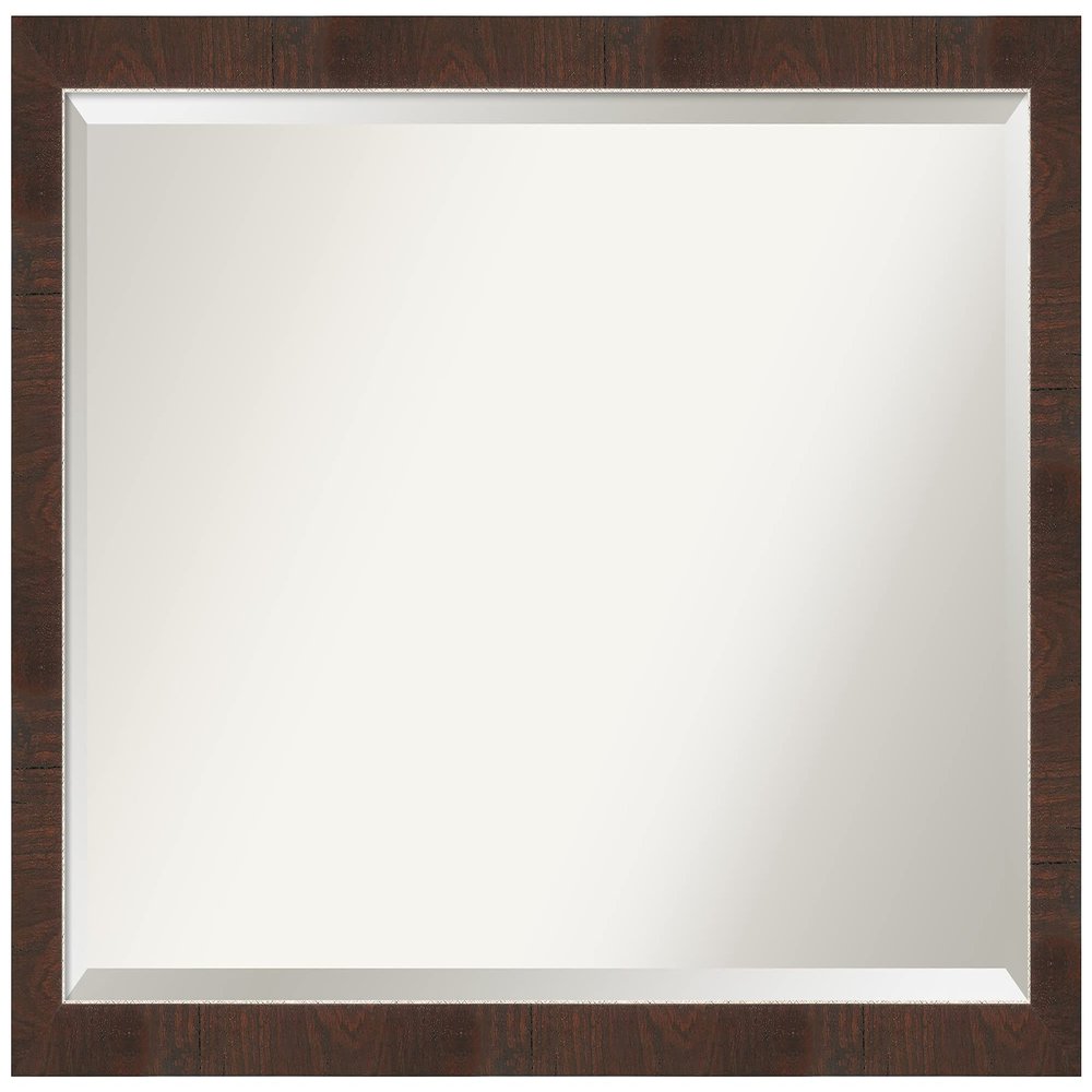 Amanti Art Brown Bathroom Mirror for Over Sink, 27x39 Wildwood Brown Narrow Rectangle Vanity Mirror, Large Country Rustic Frame, Hangs Horizonally and Vertically, Bathroom Wall Decor, Beveled Edge