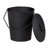 Relaxdays Ash Bucket with Lid, 12l, Charcoal Bin with Handle, Round, Fireplace/Stove/Barbecue, HWD: 34x32.5x28 cm, Black, Steel view 1