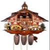 August Schwer Cuckoo Clock Black Forest House with Moving Beer Drinkers and Mill Wheel view 1