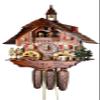 August Schwer Cuckoo Clock Black Forest House with Moving Beer Drinkers and Mill Wheel view 3