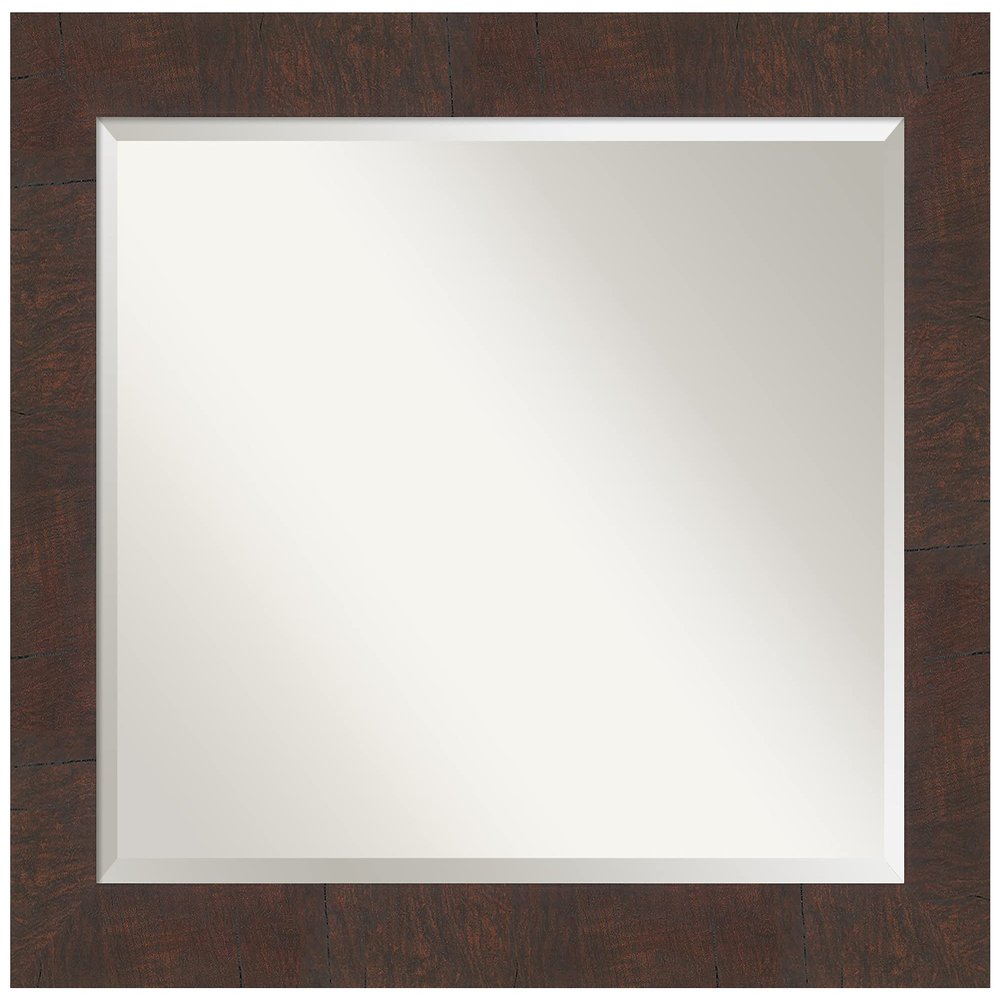 Amanti Art Brown Bathroom Mirror for Over Sink, 27x33 Wildwood Brown Rectangle Vanity Mirror, Large Country Rustic Frame, Hangs Horizonally and Vertically, Bathroom Wall Decor, Beveled Edge