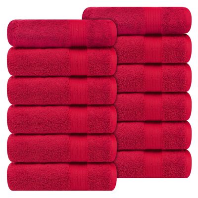 Ample Decor Hand Towel 18 X 28 Inch Pack of 12 600 GSM 100% Cotton, Soft Absorbent Thick Durable Premium Quality, for Hotel, Bathroom, Spa, Daily Use, Gym - Red