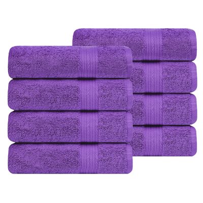 Ample Decor Hand Towel 18 X 28 Inch Pack of 8 600 GSM 100% Cotton, Soft Absorbent Thick Durable Premium Quality, for Hotel, Bathroom, Spa, Daily Use, Gym - Machine Washable - Purple
