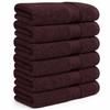 Ample Decor Bathroom Hand Towel 18 X 28 Inch 600 GSM 100% Cotton, Soft Absorbent - 6 Pcs Brown view 1