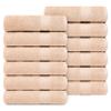 Ample Decor Hand Towel 18 X 28 Inch Pack of 12 600 GSM 100% Cotton, Soft Absorbent Thick Durable Premium Quality, for Hotel, Bathroom, Spa, Daily Use, Gym - Machine Washable - Beige view 1