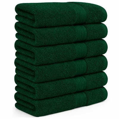 Ample Decor Hand Towel 18 X 28 Inch 600 GSM 100% Cotton Soft Premium Quality, for Hotel, Bathroom, Spa, Daily Use, Gym - Green - Pack of 6