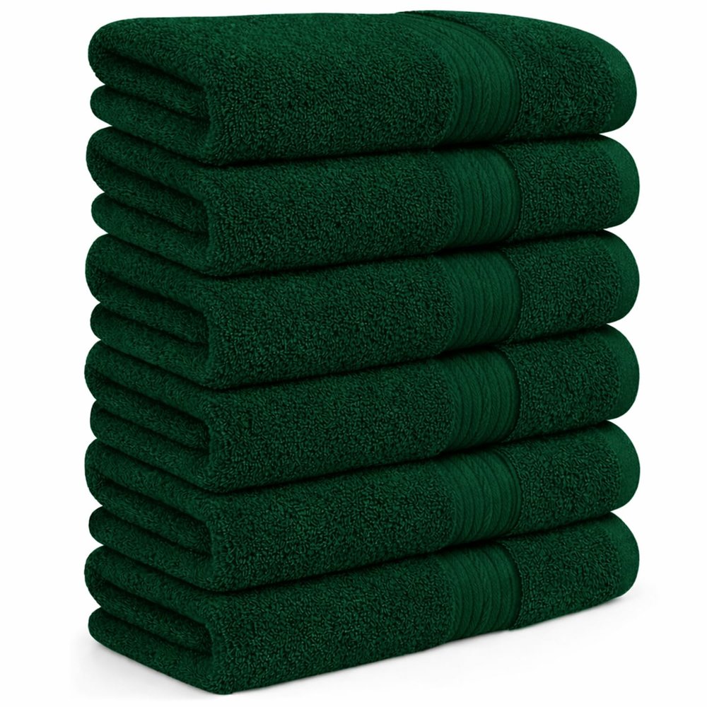 Ample Decor Hand Towel 18 X 28 Inch 600 GSM 100% Cotton Soft Premium Quality, for Hotel, Bathroom, Spa, Daily Use, Gym - Green - Pack of 6