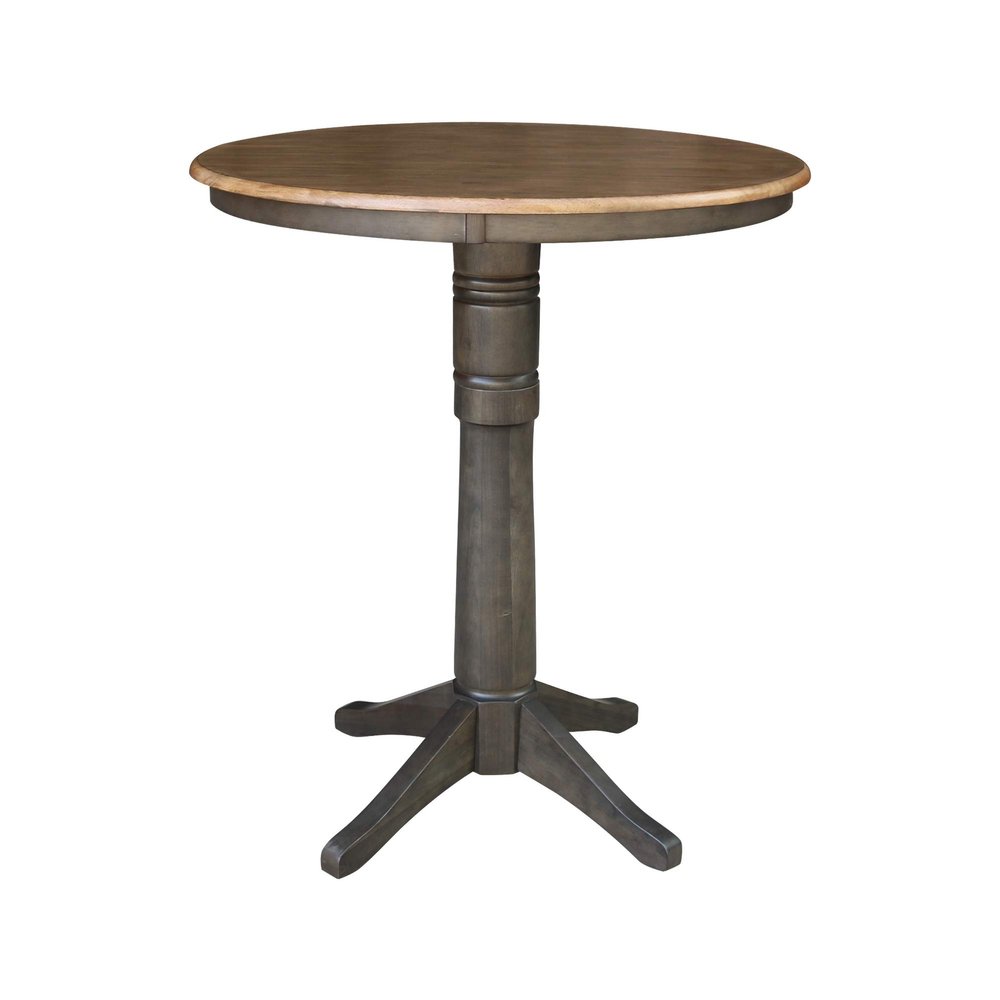 IC International Concepts 36" Round Top Pedestal Table - 40.9" H, Hickory/Washed Coal