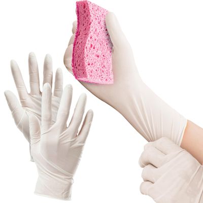 AMZ Supply Latex Gloves Disposable, White X-Large, 100 Count, Ambidextrous Single-Use Gloves, Flexible Fit for Cooking, Cleaning, Dishwashing, Gardening