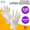 AMZ Supply Latex Gloves Disposable, White X-Large, 100 Count, Ambidextrous Single-Use Gloves, Flexible Fit for Cooking, Cleaning, Dishwashing, Gardening view 2