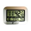 Chicago Lighthouse 9.75" Digital Atomic Clock with Calendar and Indoor Temperature Display - Silver view 1