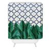Society6 Shower Curtain - Bathroom Decor by 83 Oranges - Extra Long Fabric Shower Curtains for Bathroom, 71" x 74", Leaves and Tiles view 1
