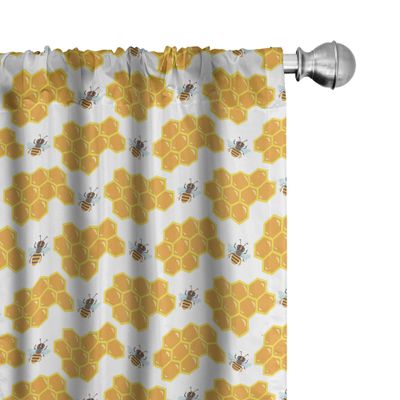 Ambesonne Cartoon Window Curtains, Bumble Bee Along Honey Comb Pattern Hexagonal Themed Illustration, Lightweight Decor 2-Panel Set with Rod Pocket, Pair of - 28" x 95", Orange White