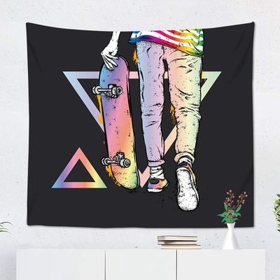 Qryipd Tapestry Wall 60 X 80 Inch Boy Skater in Jeans and Sneakers Skateboard Street Cultures Girl Print Polyester Wall Decor for Bedroom Livingroom Dorm Decoration