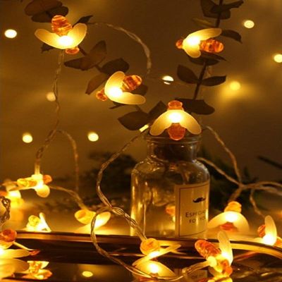 Merdeco Honeybee Fairy String Lights, Plug in String Lights 16ft 50 LED Warm White Lights for Party/Birthday/Wedding/Christmas Indoor Outdoor Decoration