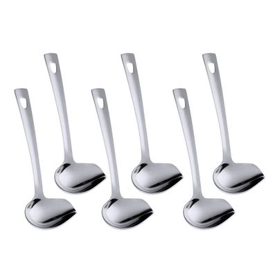 6 Pcs Silver Soup Spoon, Stainless Steel Titanium Plated Table Spoons, Durable Soup Spoon for Soup Cereal Sauces Stews-Dishwasher Safe(8.7 inches/22cm)
