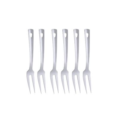 6 Pcs 9.6 in Silver Meat Forks for Kitchen, Stainless Steel Titanium Plated Dinner Fork, Ergonomic Integral Forming Mirror Polish-Dishwasher Safe