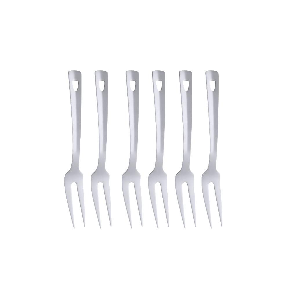 6 Pcs 9.6 in Silver Meat Forks for Kitchen, Stainless Steel Titanium Plated Dinner Fork, Ergonomic Integral Forming Mirror Polish-Dishwasher Safe
