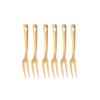 6 Pcs 9.6 in Gold Meat Forks for Kitchen, Stainless Steel Titanium Plated Dinner Fork, Ergonomic Integral Forming Mirror Polish-Dishwasher Safe view 1