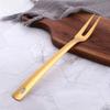 6 Pcs 12.3 in Gold Meat Forks for Kitchen, Stainless Steel Titanium Plated Dinner Fork, Ergonomic Integral Forming Mirror Polish-Dishwasher Safe view 3