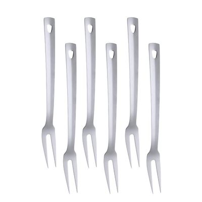 6 Pcs 12.3 in Silver Meat Forks for Kitchen, Stainless Steel Titanium Plated Dinner Fork, Ergonomic Integral Forming Mirror Polish-Dishwasher Safe