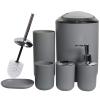 CERBIOR Bathroom Accessories Set 6 Piece Bath Ensemble Includes Soap Dispenser, Toothbrush Holder, Toothbrush Cup, Soap Dish for Decorative Countertop and Housewarming Gift (Light grey-6pcs) view 1