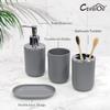 CERBIOR Bathroom Accessories Set 6 Piece Bath Ensemble Includes Soap Dispenser, Toothbrush Holder, Toothbrush Cup, Soap Dish for Decorative Countertop and Housewarming Gift (Light grey-6pcs) view 3