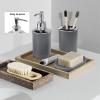 CERBIOR Bathroom Accessories Set 6 Piece Bath Ensemble Includes Soap Dispenser, Toothbrush Holder, Toothbrush Cup, Soap Dish for Decorative Countertop and Housewarming Gift (Light grey-6pcs) view 4