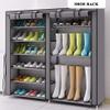 9 Tier Shoe Rack,Double Rows 9 Lattices Large Free Standing Shoe Racks,Shoe Storage Organizer Cabinet with Nonwoven Fabric Dustproof Cover,Space Saving Portable Closet Shoe Cabinet Tower (Gray) view 2