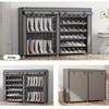 9 Tier Shoe Rack,Double Rows 9 Lattices Large Free Standing Shoe Racks,Shoe Storage Organizer Cabinet with Nonwoven Fabric Dustproof Cover,Space Saving Portable Closet Shoe Cabinet Tower (Gray) view 4