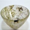 3.1" Translucnet Moss Agate Carved Bowl Polished Natural Green Yellow Dendrites in Chaceldony Gemstone Crystal Mineral Specimen - India + One Polished Clear Quartz Cabochon view 3