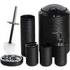 CERBIOR Bathroom Accessories Set 6 Piece Bath Ensemble Includes Soap Dispenser, Toothbrush Holder, Toothbrush Cup, Soap Dish for Decorative Countertop and Housewarming Gift, Black view 1