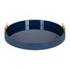 Kate and Laurel Lipton Modern Round Tray, 15.5" Diameter, Navy Blue and Gold, Decorative Accent Tray for Storage and Display view 2