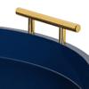 Kate and Laurel Lipton Modern Round Tray, 15.5" Diameter, Navy Blue and Gold, Decorative Accent Tray for Storage and Display view 3
