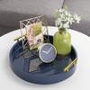Kate and Laurel Lipton Modern Round Tray, 15.5" Diameter, Navy Blue and Gold, Decorative Accent Tray for Storage and Display view 4